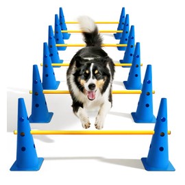 Lupar Dog Agility Course Backyard Set, Dog Agility Hurdle Cone Set with Height Adjustable Crossbar for Rehabilitation & Beginners, Dog Agility Equipment for Dog Obstacle Course - 18 Inch