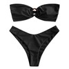 ZAFUL Women's Bandeau Bikini O Ring Strapless Tie Back High