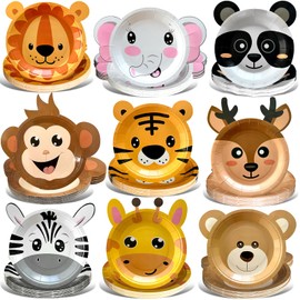 90 Count Animal Shaped Paper Plates Jungle Safari Disposable Plates Cute Zoo Animal Party Plates Animal Baby Shower Party Favor Supplies for Birthday Baby Shower Animal Jungle Safari Theme Party