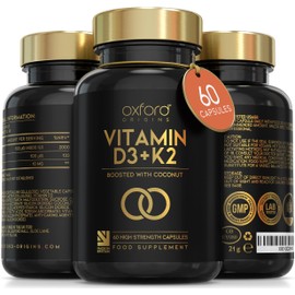 Vitamin D3 K2 Capsules - 4000 IU Vitamin D & 100mcg Vitamin K MK7 - Boosted with Coconut MCTs for Absorption | High Strength Vitamin D and K2 Capsules | UK Made & Vegetarian