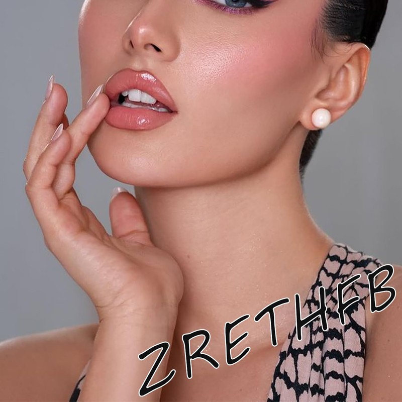 24Pcs Blue Press on Nails Short Oval Nails French Tip