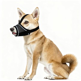 AiliStar Soft Dog Muzzle Mesh Pet Muzzle for Dogs Dog Muzzles with Reflective Stripe Prevent for Biting Barking Chewing Black Small