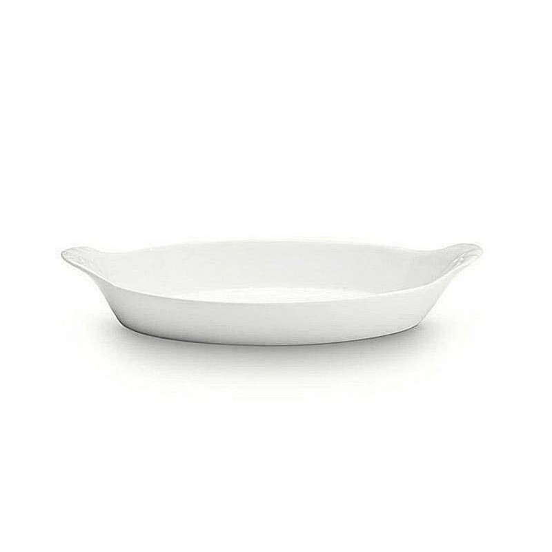 PILLIVUYT FRANCE, OVAL EARED PORCELAIN BAKER / DISH, 9.5" X