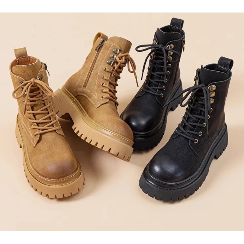 Botas Martin Retro Con Suela Gruesa A Media Pantorrilla Para