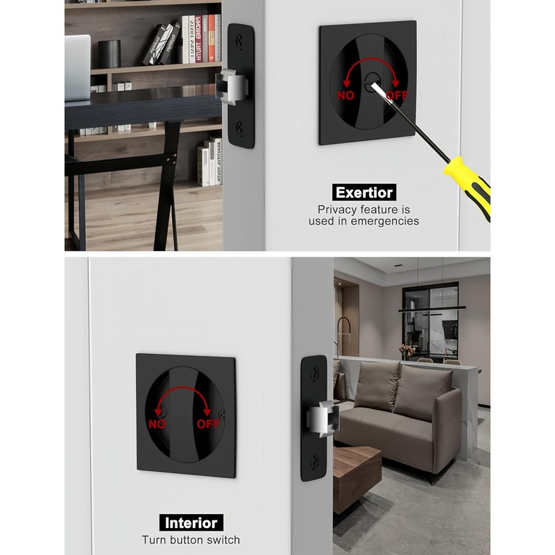 Pocket Door Lock,Privacy Square Pocket Door Hardware,Invisible Sliding Door Lock