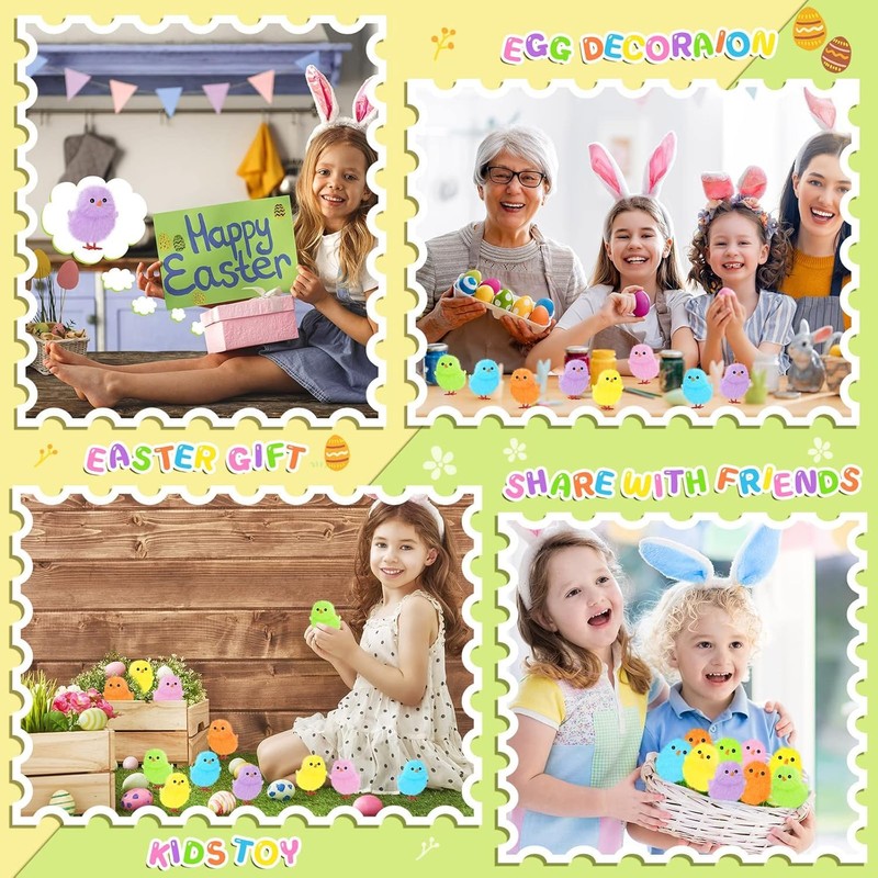 Kaimirui 36Pcs Mini Easter Chicks -Colourful Easter Chicks Decorations for