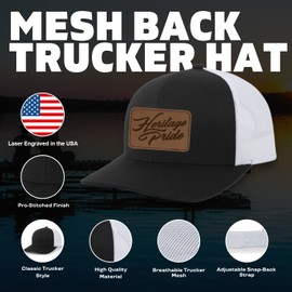 Heritage Pride Deer Head with Guns Antlers Outdoors Mens Embroidered Mesh Back Trucker Hat, Breakup Camo/Orange/Breakup Camo