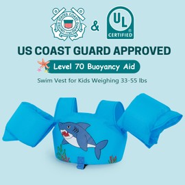 WISEPRO Kids Swim Vest for 33-55 lbs, Toddler Swimming Vest with Arm Wings Shoulder Harness, Kids Swimming Float Vests Swim Training Equipment for 2 3 4 5 6 Years Old Boys & Girls