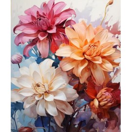 SULISO Painting by Numbers Adults Flower DIY Hand Painted Oil Painting Kits for Children Beginners Gifts Kits for Girls Women Gift House Decoration 40 x 50 cm, Blooming Chrysanthemums