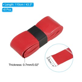 PATIKIL 43.3" Tennis Racket Grip Tape, 8 Pack Anti Slip Absorbent PU Badminton Overgrip Racquet Grip Tape for Baseball Pickleball Paddle, Red