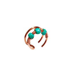 Double Band Helix Set of Two Ear cuff Copper Turquoise Cuff Earring Ear Wrap Non Pierced Fake Conch Piercing Clip On