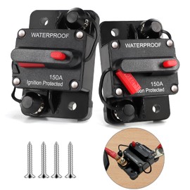 HOISGEAR Pack of 2 150 A Circuit Breaker Car Automatic Fuse Holder 12 V-48 V DC 150 A Waterproof Fuse Holder Automatic Fuse Switch with Manual Reset for Car Truck Boat Marine Stereo
