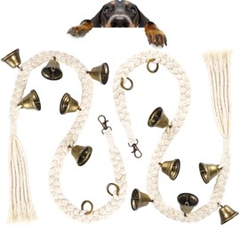 KLOGTSIND 2 Pack Dog Bells for Door Potty Training, Handwoven Cotton Rope Dog Doorbell with 6 Extra Loud Bells, Adjustable Dog Door Bells for Small Medium Large Dogs to Ring to Go Outside