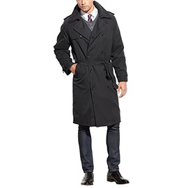 LONDON FOG Men's Iconic Trench Coat, Charcoal, 46R