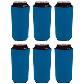 Blank Foam Collapsible 24 oz. Can Coolie (Neon Blue, 6 Pack)