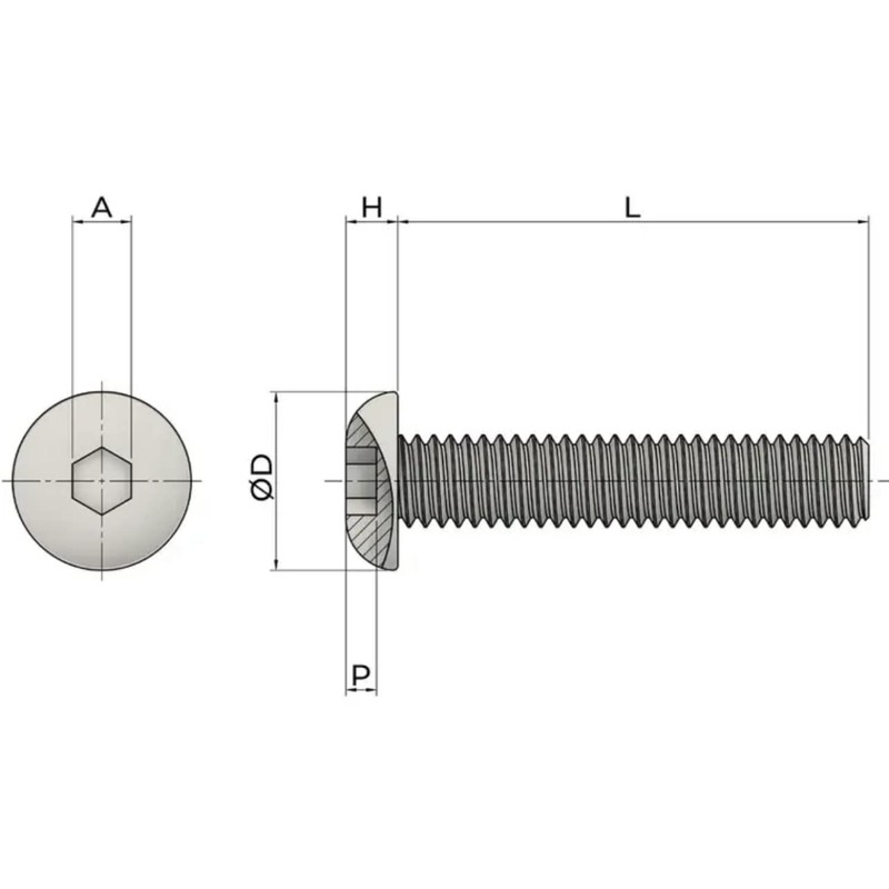 M6 (6mm x 12mm) Hex Socket Button Head Screws -