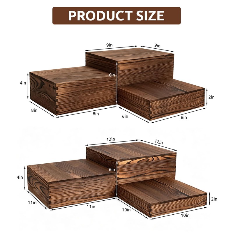 Arttown 6-Pack Buffet Risers and Stands for Food Display Wood