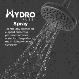 Pfister HydroFuse Shower Head, Shower Arm Not Included, 6-Function, 2.5 GPM, Spot Defense Matte Black Finish, 015HF01SDB