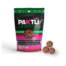 Paktli Organic Alegría Bites – Dark Chocolate with Blueberry & Cacao Nibs, 2oz Bag, Organic Ancient Grain Snack with Amaranth, Quinoa & Millet, Gluten-Free, Non-GMO, Superfood Sweet Treat