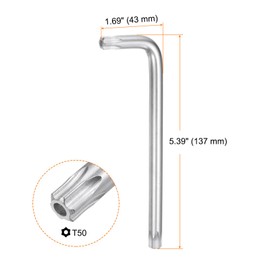 sourcing map T50 Tamper Proof Torx Star Key Bit Wrench 5.39" L-Shaped 6 Points Wrenches Chrome-Vanadium Steel Hand Tool for Automotive/Home Repairs