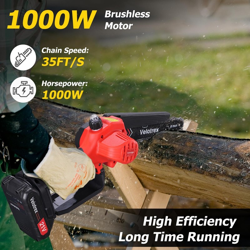 2-IN-1 Cordless Pole Saw and Mini Chainsaw, 8 Inch Brushless