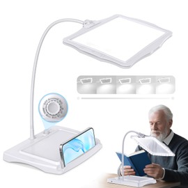 Mosoyolo Magnifying Glass with Light and Stand 50 LEDs Large Desk Magnifying Glass with Light 360° Flexible Gooseneck, Horizontal/Vertical Viewing, Stepless Dimming for Reading Crafts Sewing Repairs