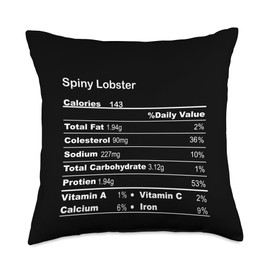 Family Matching Thanksgiving Tee for Family Funny Spiny Lobster Thanksgiving Nutritional Fact Throw Pillow, 18x18, Multicolor