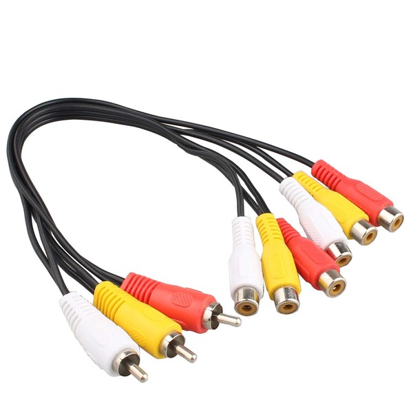 Futheda 3 RCA Male Jack to 6 RCA Female Plug