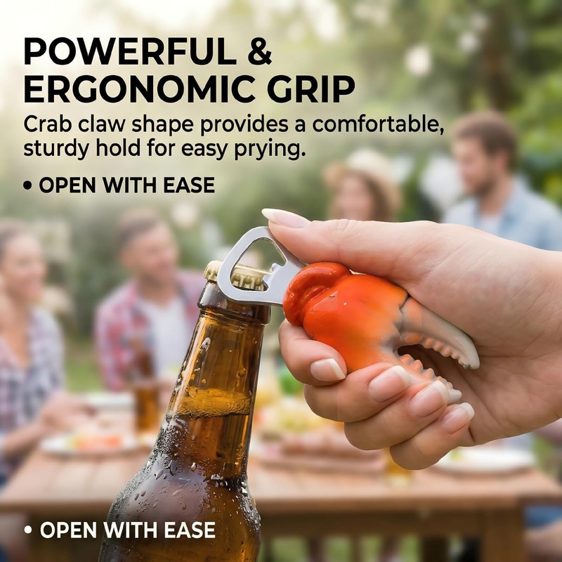 4.2 Inch Magnetic Bottle Opener - Crab Claw Fridge Magnet,