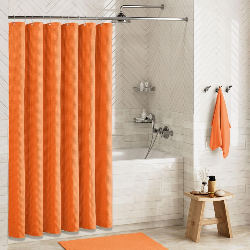BTTN Orange Waffle Shower Curtain, 180 x 180 cm