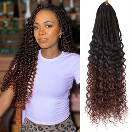 Crochet Box Braids 24 Inch Goddess Box Braids Crochet Hair for Black Women Pre Looped 7 Packs Pre Braided Wavy Crotchet Hair Extensions (T30)