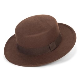 INOGIH Classic Boater-Fedora-Hat Wide-Brim Panama-Jazz Hat Flat-Top-Porkpie Felt Hat for Men Women