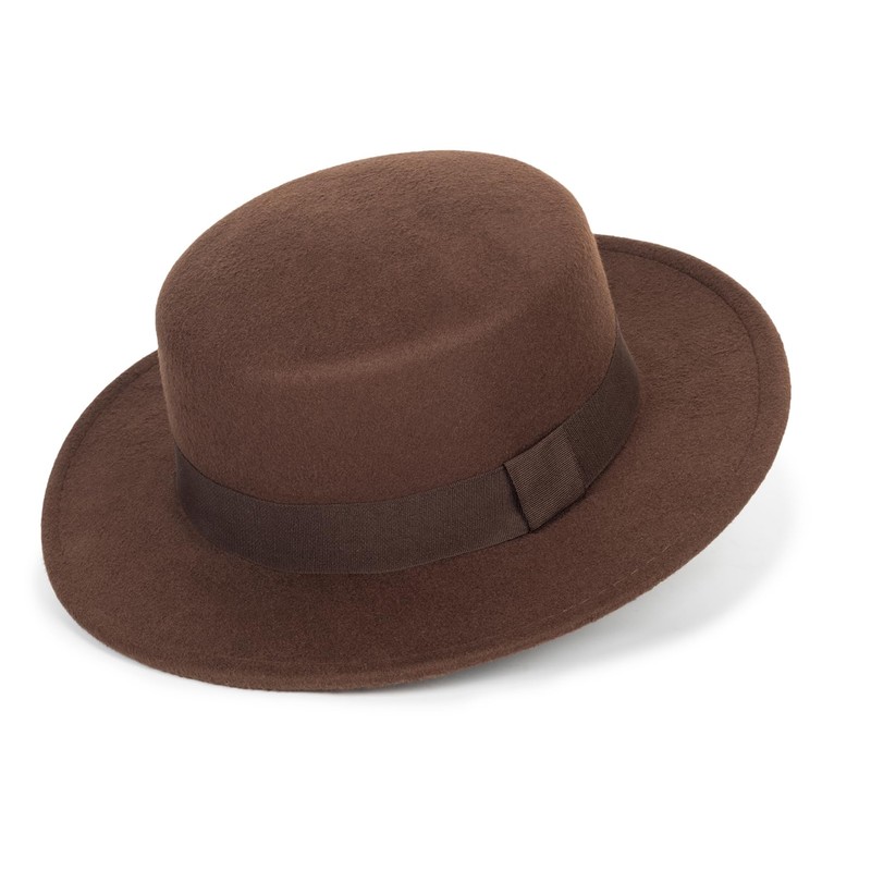 INOGIH Classic Boater-Fedora-Hat Wide-Brim Panama-Jazz Hat Flat-Top-Porkpie Felt Hat for