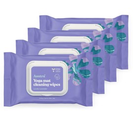 ASUTRA Yoga Mat Cleaning Wipes (Lovely Lavender), 4 Pouches (30 Wipes Each) - No Slippery Residue, Deep-Cleansing for Fitness Gear & Gym Equipment