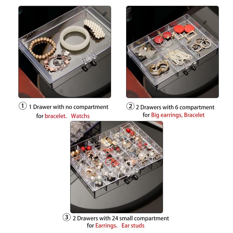 Acrylic Jewelry Box With 5 Drawers Clear Earring Storage Organizer