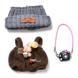 17cm Cute Dolls Clothes Adorable One Piece Romper with Hat and Camera Fashion Outfits Accessories for Doll