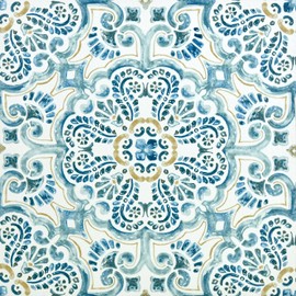 FloorPops FP2477 Fontaine Peel & Stick Floor Tiles, Blue