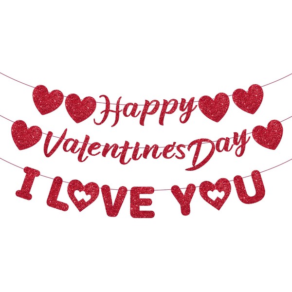 Lemicin Happy Valentines Day Banner - I Love You Banner