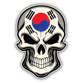 South Korea Flag Skull Sticker Decal Design 4'' X 5''