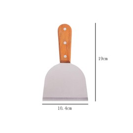 lasenersm 1 Piece 7.48 inch Grill Scraper BBQ Grill Scraper Stainless Steel Slant Edge Grill Scraper Kitchen Cooking Steak Fried Shovel Pancake Flipper with Wooden Handle