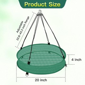 Bird Seed Catcher Trays – 20" Diameter x 4" High, Green Spill Guard Platform for Bird Feeders, Outdoor Feeder Accessory