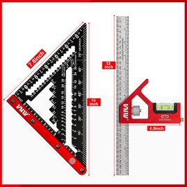 VNW Heavy Duty Rafter Square Set, 7in Carpenter Square and 12in Combination Angles Ruler, Woodworking Square Ruler, Woodworking Pencils, Aluminum Combination Square.