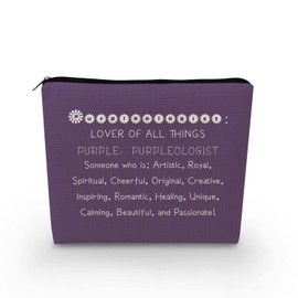 YULUENZE Purple Makeup Bag Purpleologist Organizer Bag Canvas Toiletry Zipper Pouch Purple Fans Cosmetic Bag Ideal Birthday Gift for Purple Lovers Women Friends Sisters BFF