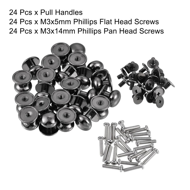sourcing map 12mm Head Dia. Round Knobs Pull Handle, 24pcs