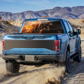 Generic Tiger Truck Rear Window Decal Animal Graphic Perforated Vinyl Sticker, Angry Tiger Car Window Decal Sticker Perforated Window Film Fit Most Pickup Trucks SUV (66""W x 20""H)