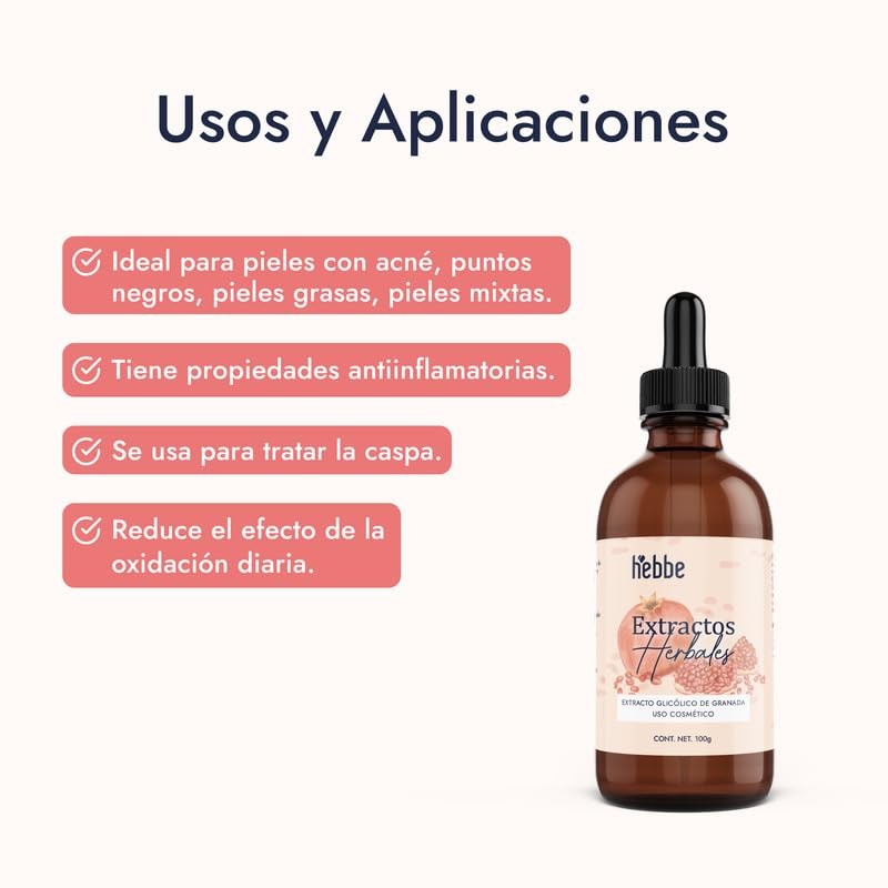 Hebbe - Extracto Glicólico de Granada 100% Puro, Antioxidante y