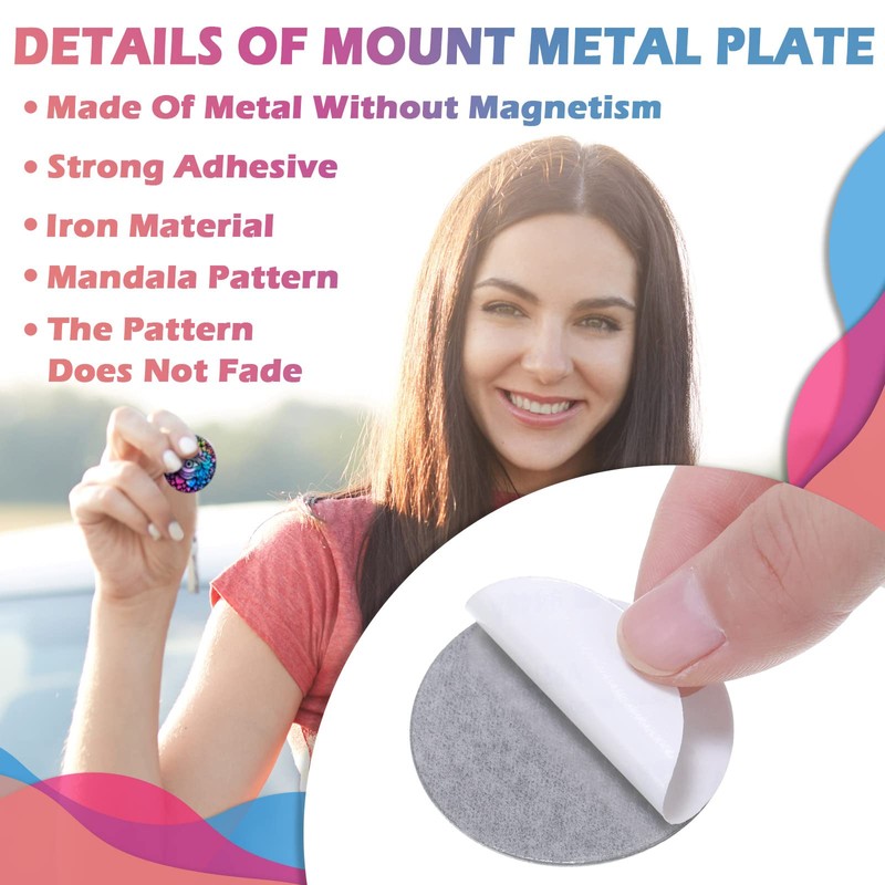 Weewooday 18 Pcs Magnetic Phone Plates Car Metal Plate Mandala