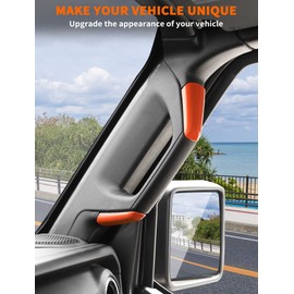 Savadicar Orange Interior Accessories - A Pillar Grab Bar Handles Trim Set for 2018-2023 Jeep Wrangler JL JLU 4XE & Gladiator JT - Solid Color Interior Decor Upgrade Option, 4-Piece
