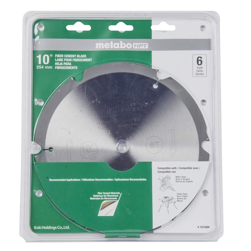 Metabo HPT Miter Saw/Table Saw Blade, 10-Inch, Fiber Cement Blade,