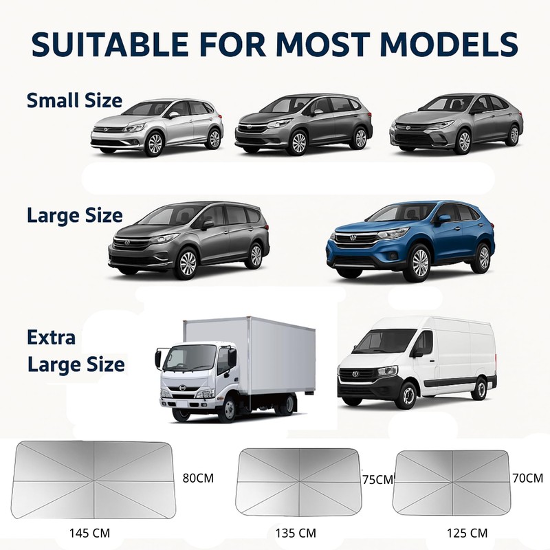 Foldable Car Windshield Sunshade, Front & Rear Window Sunscreen, Car